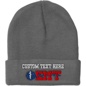 imageCustom Beanies for Men EMT Paramedic Embroidery Paramedic Winter Hats for Women Acrylic Skull Cap 1 SizeLight Grey Personalized Text Here