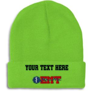 imageCustom Beanies for Men EMT Paramedic Embroidery Paramedic Winter Hats for Women Acrylic Skull Cap 1 SizeLime Personalized Text Here
