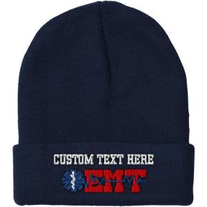 imageCustom Beanies for Men EMT Paramedic Embroidery Paramedic Winter Hats for Women Acrylic Skull Cap 1 SizeNavy Personalized Text Here