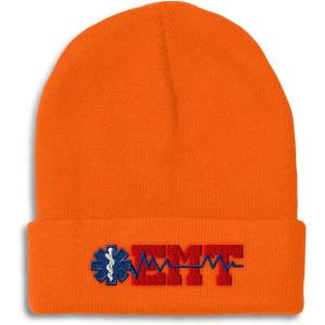 imageCustom Beanies for Men EMT Paramedic Embroidery Paramedic Winter Hats for Women Acrylic Skull Cap 1 SizeOrange Design Only