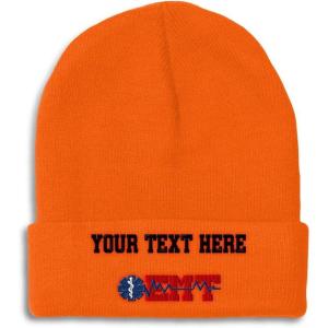 imageCustom Beanies for Men EMT Paramedic Embroidery Paramedic Winter Hats for Women Acrylic Skull Cap 1 SizeOrange Personalized Text Here