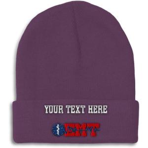 imageCustom Beanies for Men EMT Paramedic Embroidery Paramedic Winter Hats for Women Acrylic Skull Cap 1 SizePurple Personalized Text Here