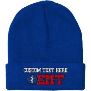 imageCustom Beanies for Men EMT Paramedic Embroidery Paramedic Winter Hats for Women Acrylic Skull Cap 1 SizeRoyal Blue Personalized Text Here