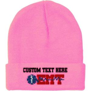 imageCustom Beanies for Men EMT Paramedic Embroidery Paramedic Winter Hats for Women Acrylic Skull Cap 1 SizeSoft Pink Personalized Text Here