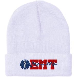 imageCustom Beanies for Men EMT Paramedic Embroidery Paramedic Winter Hats for Women Acrylic Skull Cap 1 SizeWhite Design Only