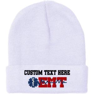 imageCustom Beanies for Men EMT Paramedic Embroidery Paramedic Winter Hats for Women Acrylic Skull Cap 1 SizeWhite Personalized Text Here