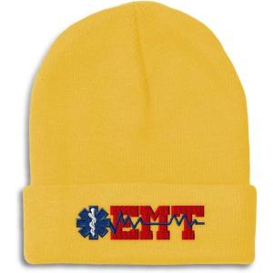 imageCustom Beanies for Men EMT Paramedic Embroidery Paramedic Winter Hats for Women Acrylic Skull Cap 1 SizeYellow Design Only