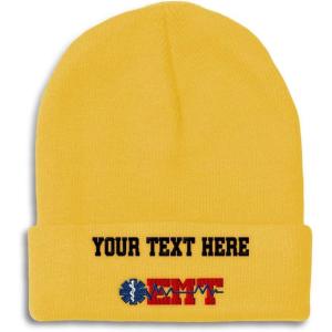 imageCustom Beanies for Men EMT Paramedic Embroidery Paramedic Winter Hats for Women Acrylic Skull Cap 1 SizeYellow Personalized Text Here