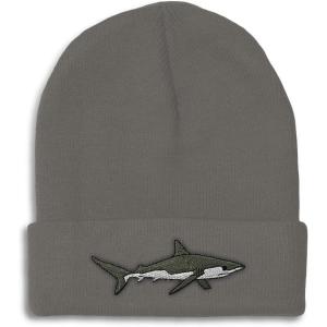 imageCustom Beanies for Men Shark Embroidery Ocean and Winter Hats for Women Acrylic Skull Cap 1 SizeDark Grey Design Only