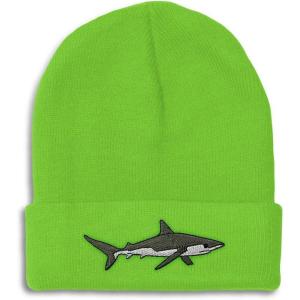 imageCustom Beanies for Men Shark Embroidery Ocean and Winter Hats for Women Acrylic Skull Cap 1 SizeLime Design Only