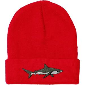 imageCustom Beanies for Men Shark Embroidery Ocean and Winter Hats for Women Acrylic Skull Cap 1 SizeRed Design Only