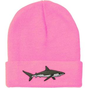 imageCustom Beanies for Men Shark Embroidery Ocean and Winter Hats for Women Acrylic Skull Cap 1 SizeSoft Pink Design Only