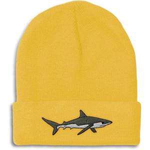 imageCustom Beanies for Men Shark Embroidery Ocean and Winter Hats for Women Acrylic Skull Cap 1 SizeYellow Design Only