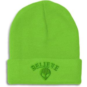 imageBeanies for Men Believe Alien Embroidery Style B Symbols Winter Hats for Women Acrylic Skull Cap 1 SizeLime Design Only