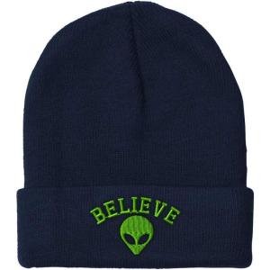 imageBeanies for Men Believe Alien Embroidery Style B Symbols Winter Hats for Women Acrylic Skull Cap 1 SizeNavy Design Only