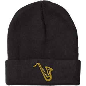 imageCustom Beanies for Men Music Instrument Saxophone Embroidery Winter Hats for Women Acrylic Skull Cap 1 SizeBlack Design Only