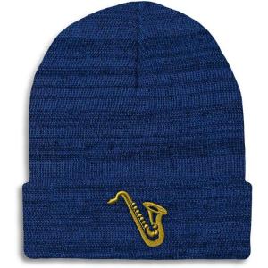 imageCustom Beanies for Men Music Instrument Saxophone Embroidery Winter Hats for Women Acrylic Skull Cap 1 SizeHeather Royal Blue Design Only