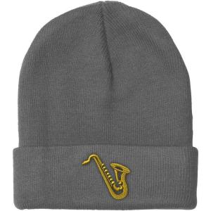 imageCustom Beanies for Men Music Instrument Saxophone Embroidery Winter Hats for Women Acrylic Skull Cap 1 SizeLight Grey Design Only