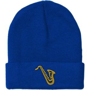 imageCustom Beanies for Men Music Instrument Saxophone Embroidery Winter Hats for Women Acrylic Skull Cap 1 SizeRoyal Blue Design Only