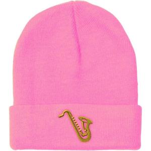 imageCustom Beanies for Men Music Instrument Saxophone Embroidery Winter Hats for Women Acrylic Skull Cap 1 SizeSoft Pink Design Only