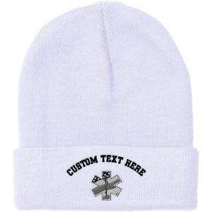 imageCustom Beanies for Men Paramedic A Embroidery Paramedic Winter Hats for Women Acrylic Skull Cap 1 SizeWhite Personalized Text Here