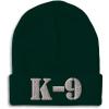 imageCustom Beanies for Men K9 Silver Logo Embroidery Letters Winter Hats for Women Acrylic Skull Cap 1 SizeForest Green Design Only