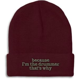 imageCustom Beanies for Men Because Im The Drummer Embroidery Winter Hats for Women Acrylic Skull Cap 1 SizeBurgundy Design Only