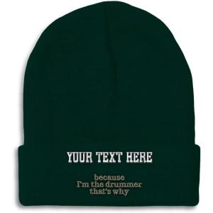 imageCustom Beanies for Men Because Im The Drummer Embroidery Winter Hats for Women Acrylic Skull Cap 1 SizeForest Green Personalized Text Here