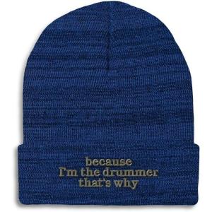 imageCustom Beanies for Men Because Im The Drummer Embroidery Winter Hats for Women Acrylic Skull Cap 1 SizeHeather Royal Blue Design Only