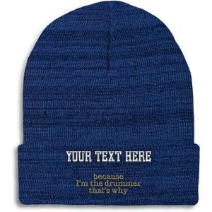 imageCustom Beanies for Men Because Im The Drummer Embroidery Winter Hats for Women Acrylic Skull Cap 1 SizeHeather Royal Blue Personalized Text Here
