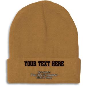 imageCustom Beanies for Men Because Im The Drummer Embroidery Winter Hats for Women Acrylic Skull Cap 1 SizeKhaki Personalized Text Here