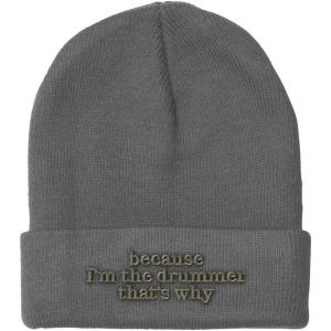 imageCustom Beanies for Men Because Im The Drummer Embroidery Winter Hats for Women Acrylic Skull Cap 1 SizeLight Grey Design Only