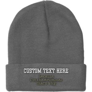 imageCustom Beanies for Men Because Im The Drummer Embroidery Winter Hats for Women Acrylic Skull Cap 1 SizeLight Grey Personalized Text Here