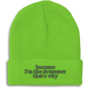 imageCustom Beanies for Men Because Im The Drummer Embroidery Winter Hats for Women Acrylic Skull Cap 1 SizeLime Design Only