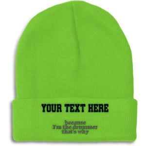 imageCustom Beanies for Men Because Im The Drummer Embroidery Winter Hats for Women Acrylic Skull Cap 1 SizeLime Personalized Text Here