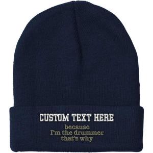 imageCustom Beanies for Men Because Im The Drummer Embroidery Winter Hats for Women Acrylic Skull Cap 1 SizeNavy Personalized Text Here
