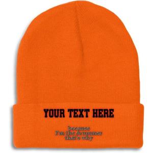 imageCustom Beanies for Men Because Im The Drummer Embroidery Winter Hats for Women Acrylic Skull Cap 1 SizeOrange Personalized Text Here