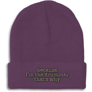imageCustom Beanies for Men Because Im The Drummer Embroidery Winter Hats for Women Acrylic Skull Cap 1 SizePurple Design Only