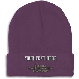 imageCustom Beanies for Men Because Im The Drummer Embroidery Winter Hats for Women Acrylic Skull Cap 1 SizePurple Personalized Text Here