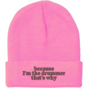 imageCustom Beanies for Men Because Im The Drummer Embroidery Winter Hats for Women Acrylic Skull Cap 1 SizeSoft Pink Design Only