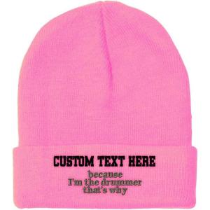 imageCustom Beanies for Men Because Im The Drummer Embroidery Winter Hats for Women Acrylic Skull Cap 1 SizeSoft Pink Personalized Text Here