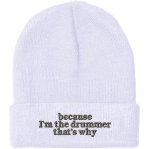 imageCustom Beanies for Men Because Im The Drummer Embroidery Winter Hats for Women Acrylic Skull Cap 1 SizeWhite Design Only