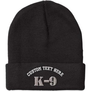 imageCustom Beanies for Men K9 Silver Logo Embroidery Letters Winter Hats for Women Acrylic Skull Cap 1 SizeBlack Personalized Text Here
