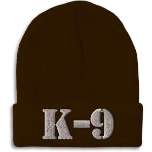 imageCustom Beanies for Men K9 Silver Logo Embroidery Letters Winter Hats for Women Acrylic Skull Cap 1 SizeBrown Design Only