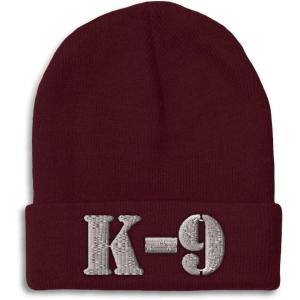 imageCustom Beanies for Men K9 Silver Logo Embroidery Letters Winter Hats for Women Acrylic Skull Cap 1 SizeBurgundy Design Only