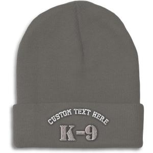 imageCustom Beanies for Men K9 Silver Logo Embroidery Letters Winter Hats for Women Acrylic Skull Cap 1 SizeDark Grey Personalized Text Here