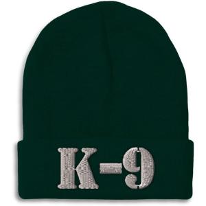 imageCustom Beanies for Men K9 Silver Logo Embroidery Letters Winter Hats for Women Acrylic Skull Cap 1 SizeForest Green Design Only