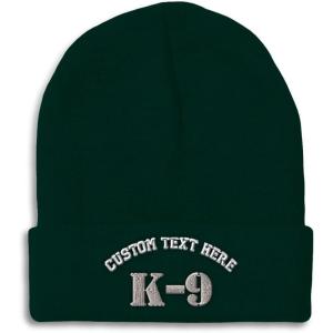 imageCustom Beanies for Men K9 Silver Logo Embroidery Letters Winter Hats for Women Acrylic Skull Cap 1 SizeForest Green Personalized Text Here