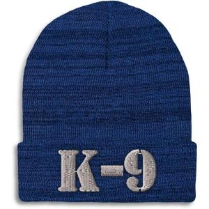 imageCustom Beanies for Men K9 Silver Logo Embroidery Letters Winter Hats for Women Acrylic Skull Cap 1 SizeHeather Royal Blue Design Only