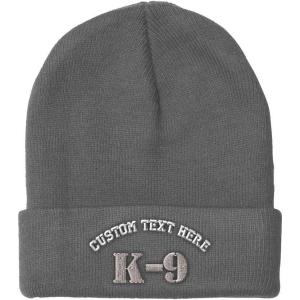 imageCustom Beanies for Men K9 Silver Logo Embroidery Letters Winter Hats for Women Acrylic Skull Cap 1 SizeLight Grey Personalized Text Here